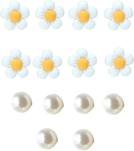 Schuhanhänger Set, Weiße Gänseblümchen, Perlen, Herren - Bild 1