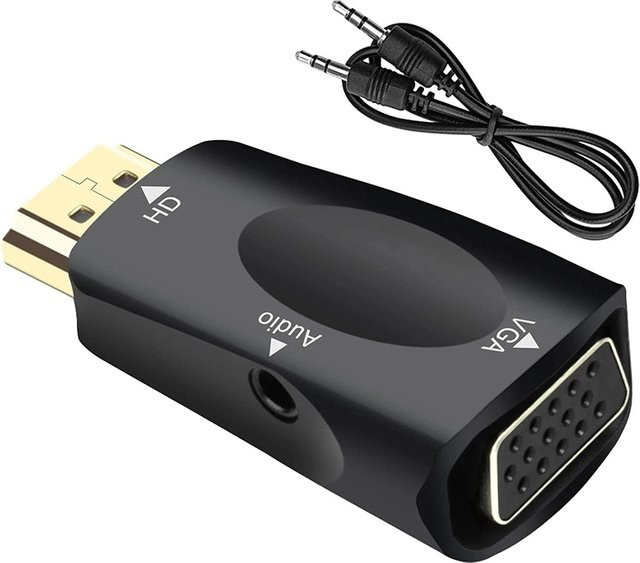 VORILYNEX HDMI auf VGA Kabelkonverter mit 3,5mm Audio-Anschluss für Full HD 1080P, Schwarz/Weiß - Bild 1