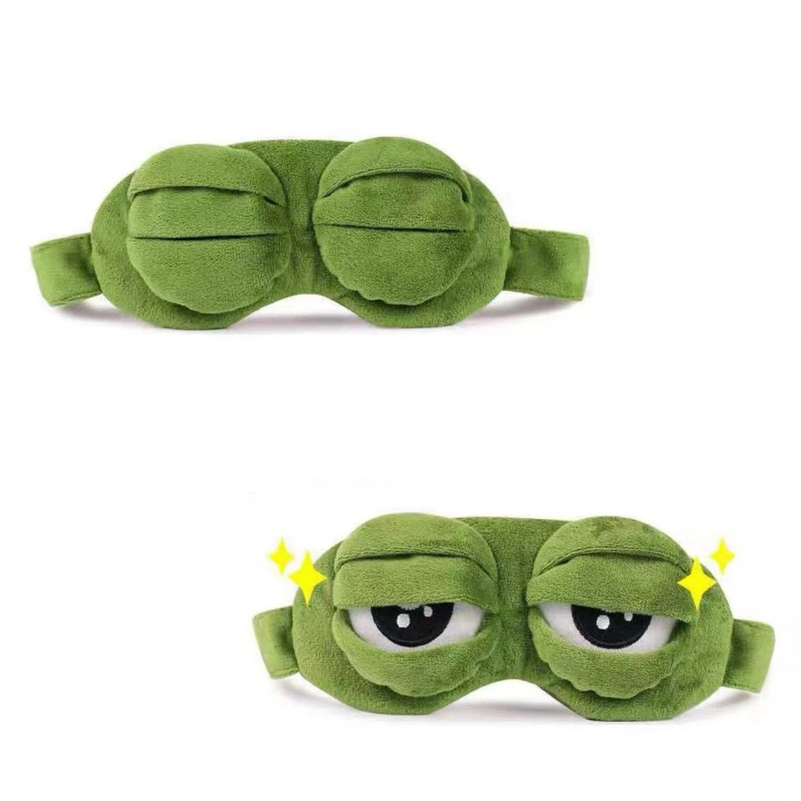 Trauriger Frosch-Schlafmaske, grün, Kinder und Erwachsene - Bild 3