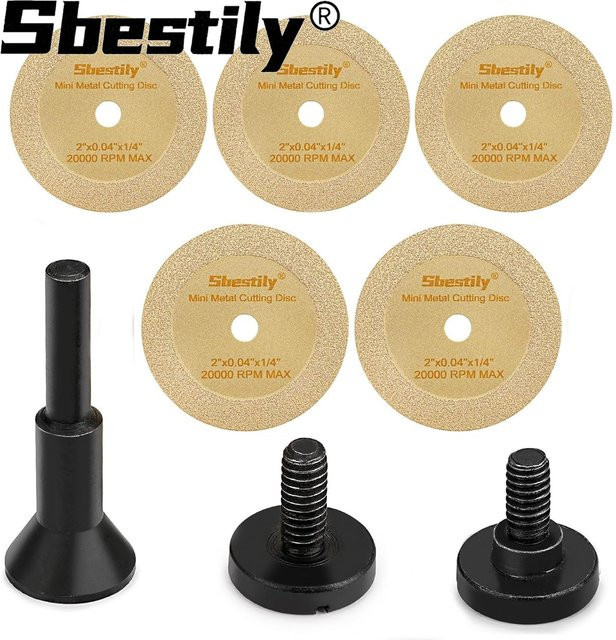 Sbestily 7-teiliges Set Diamant-Trennscheiben Gold, 50 mm Durchmesser, Mini-Sägeblätter zum Schneiden von Metall, Edelstahl, Holz, Keramik und Glas - Bild 1