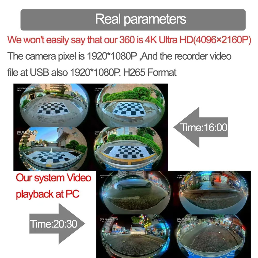 TEENRAM AI 360 Panorama 3D Bird Eye View Kamera Autosystem in Schwarz mit AHD 1080P Full HD und intelligenter AI Erkennung für Wohnmobile und Tourenwagen - Bild 4