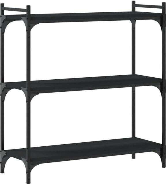 vidaXL Bücherregal mit 3 Böden in Schwarz aus Holzwerkstoff und Metall im industriellen Design B/T/H: 80 x 30 x 86 cm - Bild 1