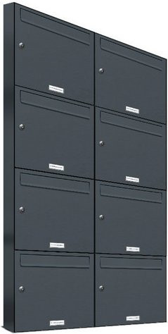 AL Briefkastensystem für 8 Parteien, Aufputzmontage, grau, B/H/T: 76,6 x 136,8 x 11,6 cm - Bild 1