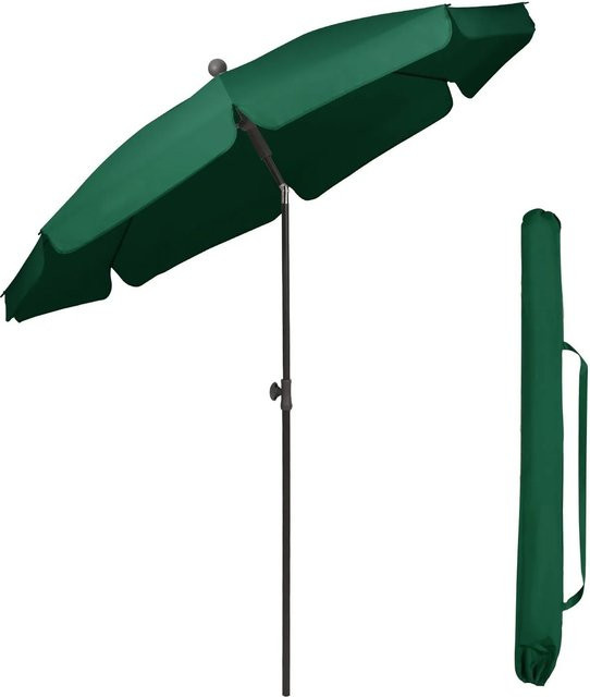 Sekey Balkonschirm Dunkelgrün mit Schutzhülle, Sonnenschirm mit UV-Schutz UPF 50+ für Balkon und Garten, Durchmesser: 200 cm - Bild 1