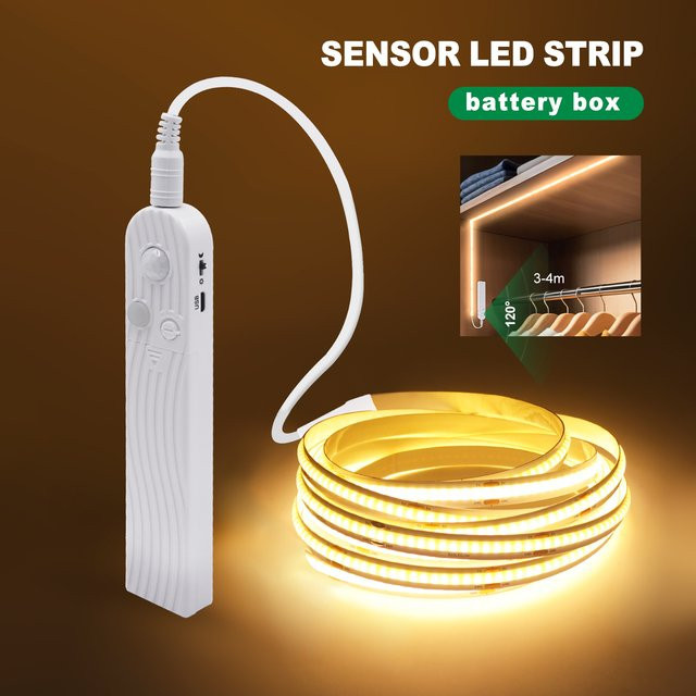 GAHADA COB LED Streifen mit Bewegungssensor, USB Wireless Nachtlicht in Warmweiß, 5V DC, 8mm Breite - Bild 1