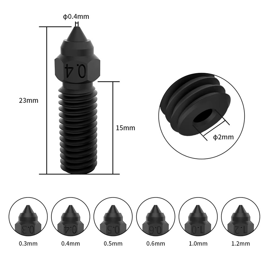 Creality Düse aus gehärtetem Stahl für K1, K1 MAX und CR-M4 FDM 3D-Drucker in Schwarz, Durchmesser: 0,3 mm, 0,4 mm, 0,6 mm, 1,0 mm oder 1,2 mm - Bild 2