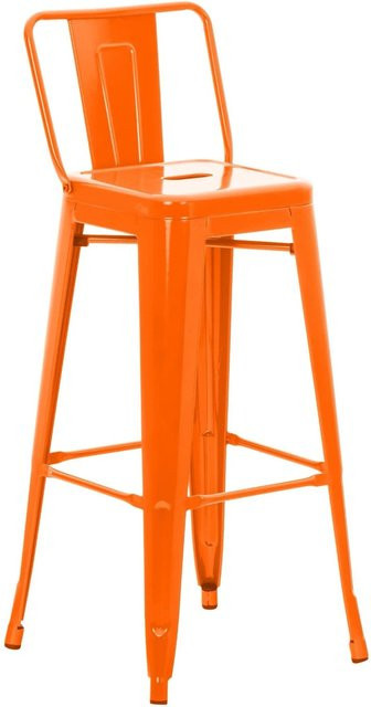 DELUKE Barhocker LEKEL Barstuhl aus Metall in Orange mit Lehne, B/T/H: 44 x 43 x 96 cm - Bild 1