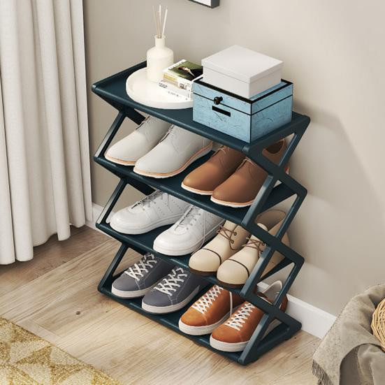 Zhouyuhaoh Schuhregal mit 4 Ebenen, freistehendes Schuhregal in Schwarz für Eingangsbereich und Schlafzimmer - Bild 2
