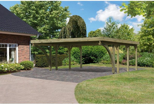 Karibu Doppelcarport Classic mit 2 PVCDach und 2 Einfahrtsbögen B: 563 cm, T: 586 cm - Bild 1