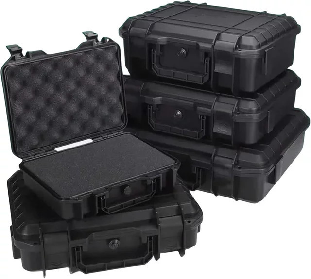 FNICEL Wasserdichter Hartschalenkoffer mit vorgeschnittenem Schaumstoff als Werkzeugkoffer und Organizer, Schwarz, B/T/H: 34,0 x 27,0 x 12,5 cm - Bild 1