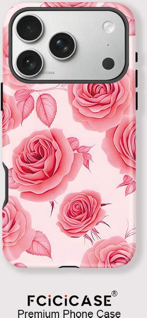 Fcicicase Magnetische Handyhülle mit Blumenmuster für iPhone 14 16 17 15 13 12 11 Pro Max Plus in Pink mit Magsafe Kompatibilität - Bild 1