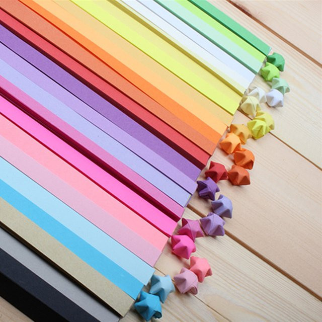 540 Blatt Origami-Papierstreifen in 27 Farben für DIY Glücksstern-Bastelarbeiten und Kinderhandwerk, Mehrfarbig - Bild 1
