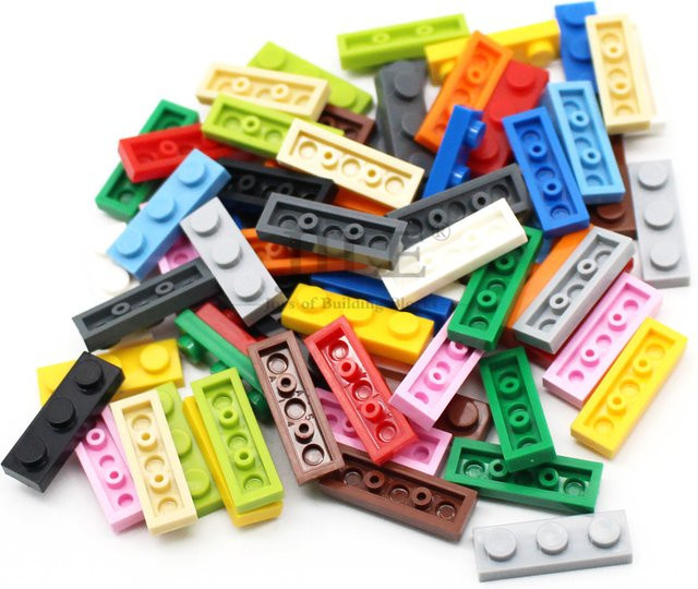 jile Moc Bausteine Fliesen Platte 1x3, 100-teiliges Set, Grün, Bunt / Mehrfarbig - Bild 1