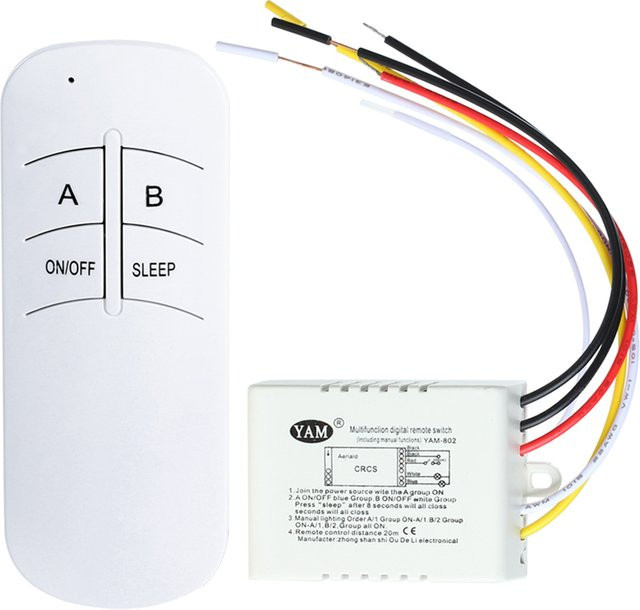 ALLOET Drahtloser Funk-Wandschalter mit Fernbedienung für 220V Lampen und Licht, 1/2/3-Port Schalter Set mit Sender und Empfänger - Bild 1