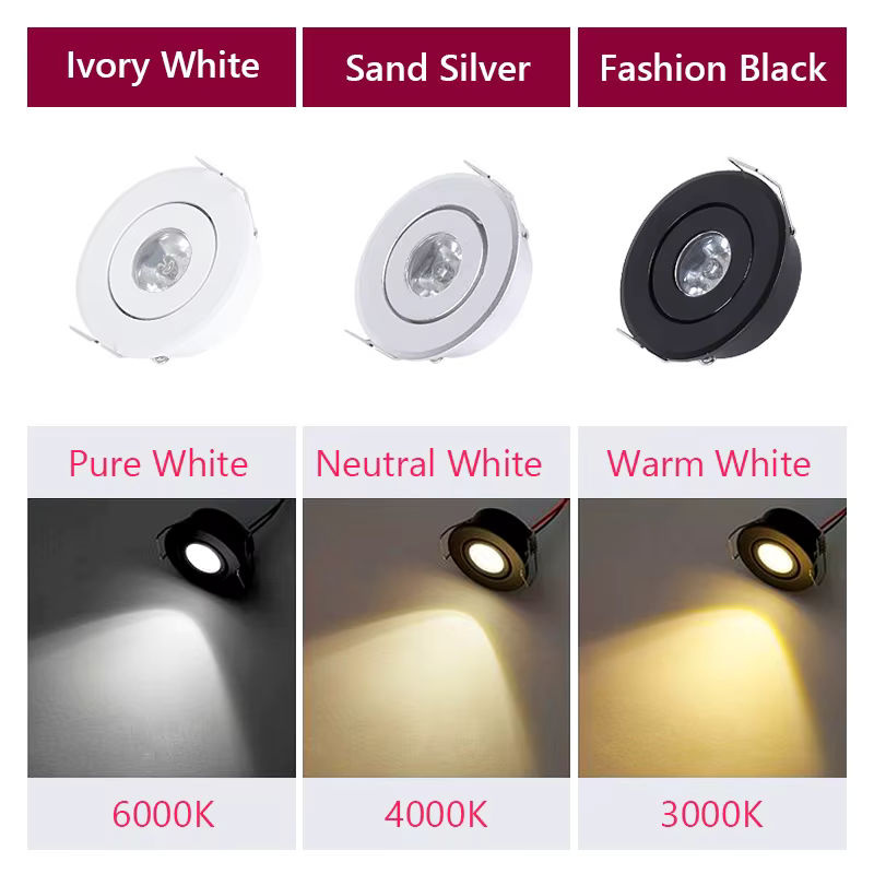 10er Set CTEEATE LED Mini Deckenstrahler Rund aus Aluminium für Innenbeleuchtung in Weiß und Schwarz - Bild 3
