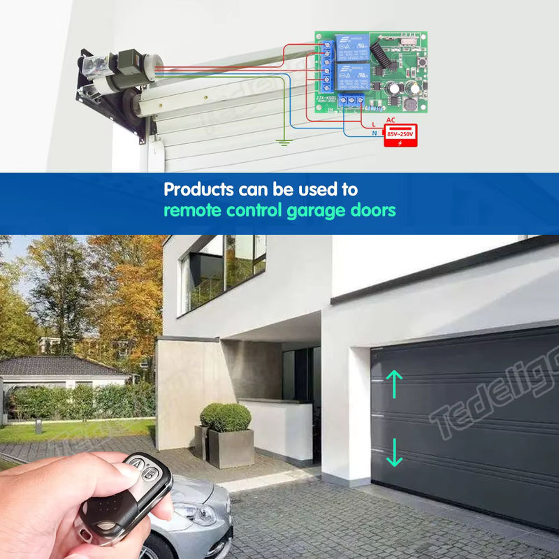 Tedeligo 433 MHz RF Funkfernbedienungsschalter mit 2-Kanal-Empfängermodul und AB-Sender für Licht, Tür oder Garagenmotor, AC110V 220V - Bild 2