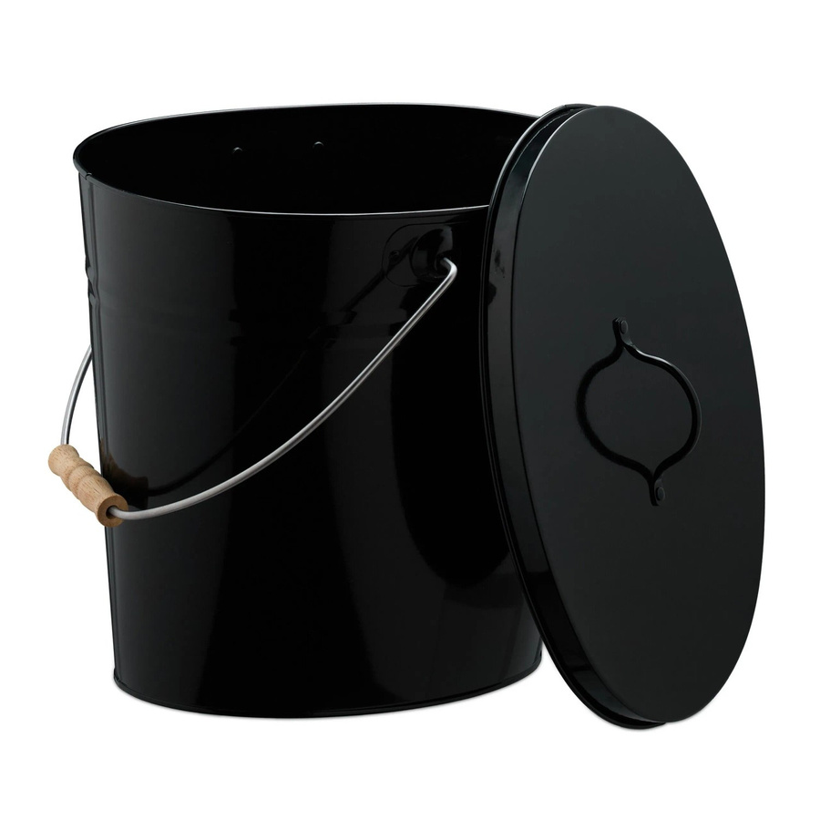 Relaxdays Ascheeimer aus Stahl mit Deckel in Schwarz, B/T/H: 34 x 35 x 35 cm - Bild 2