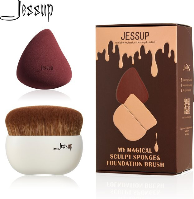 Jessup Make-up-Pinsel Set mit Schwamm für Foundation, Contour, Blush, Concealer, Highlight - Bild 1
