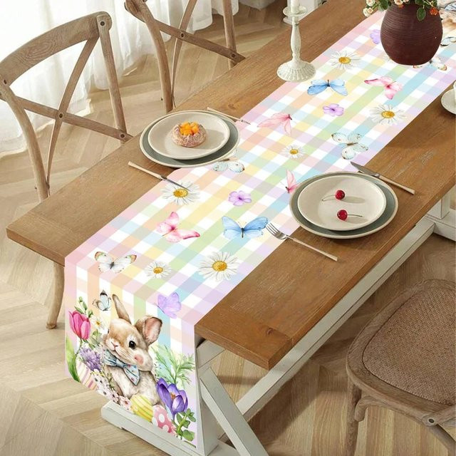 VIKAMA Tischläufer mit Ostermotiv und Frühlingsblumen in Mehrfarbig, B/H: 90 x 33 cm - Bild 1
