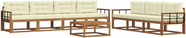vidaXL Outdoor-Sofagarnitur aus Akazienholz mit Kissen in Beige und Natur - Bild 1