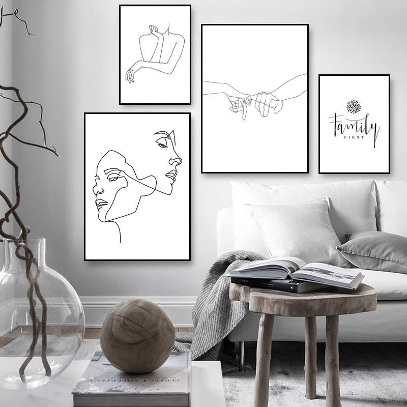 Nordisches minimalistisches Wandbild Petrichor Poster mit abstrakter Frauenzeichnung auf Leinwand, Breite: 21 cm, Höhe: 30 cm - Bild 2