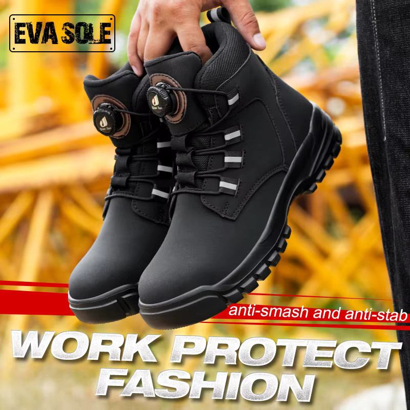 Kankeirr Wasserfeste Herren-Arbeitsstiefel mit Stahlkappe und Kevlar-Einlegesohle in Schwarz - Bild 3
