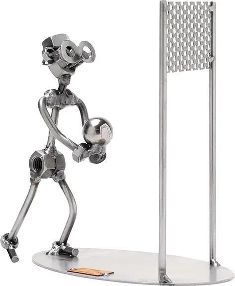 Hinz und Kunst Metallfigur Volleyballspieler mit Volleyballnetz in Silber - Bild 1