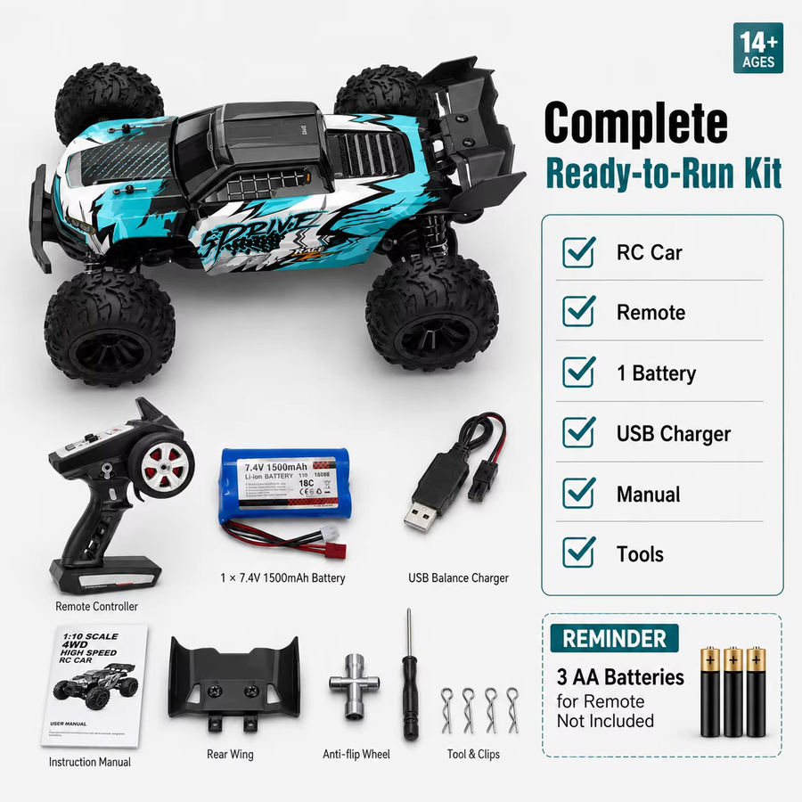 WLtoys RC-Auto, 1:16, ferngesteuerter Truck, Metall, ab 14 Jahren - Bild 6