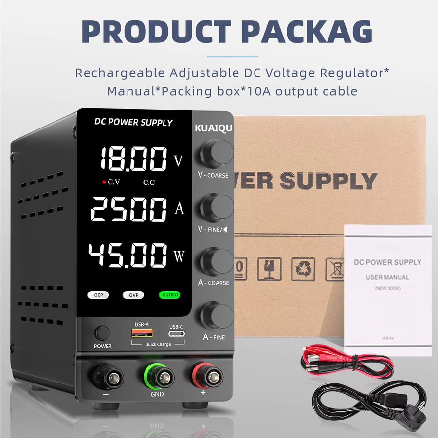 KUAIQU Variables Schaltnetzteil DC Schwarz mit optionaler OCP und OVP Funktion - Bild 6