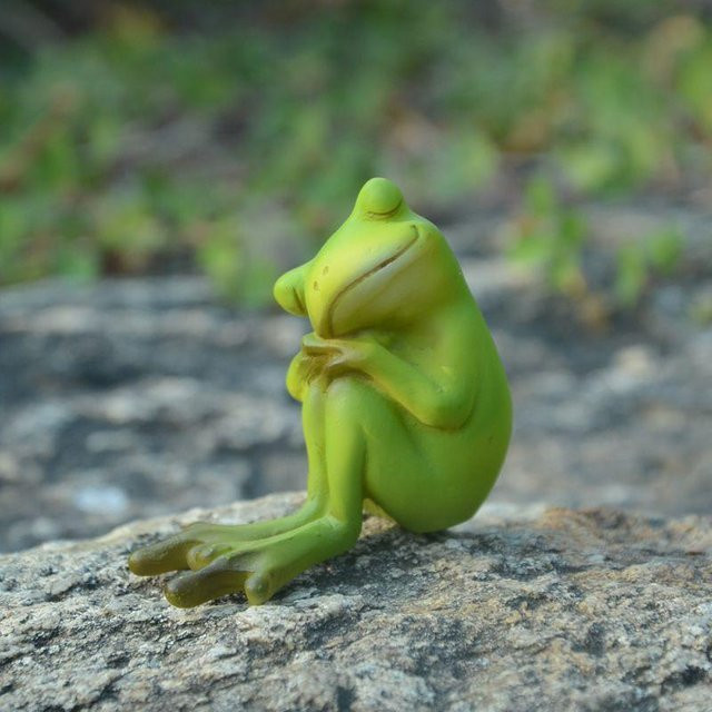 SZ-Damai Schlafender Frosch als Harz-Ornament für Garten, Bonsai und Mikrolandschaften in Grün - Bild 1