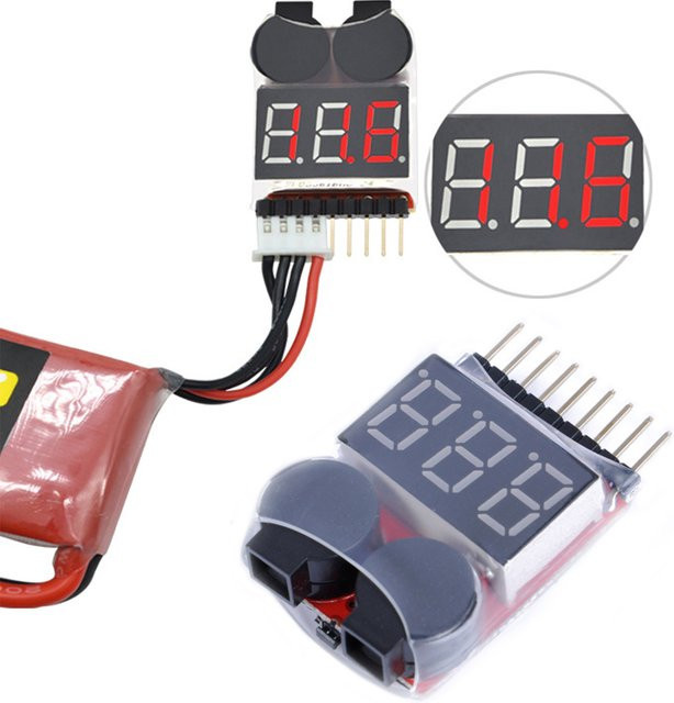 3 Stück RC Car Cell Checker BB Ring Lipo Batterie Niederspannungsalarm mit Spannungsanzeige und Summer für 1-8S, 2,7-3,8V - Bild 1