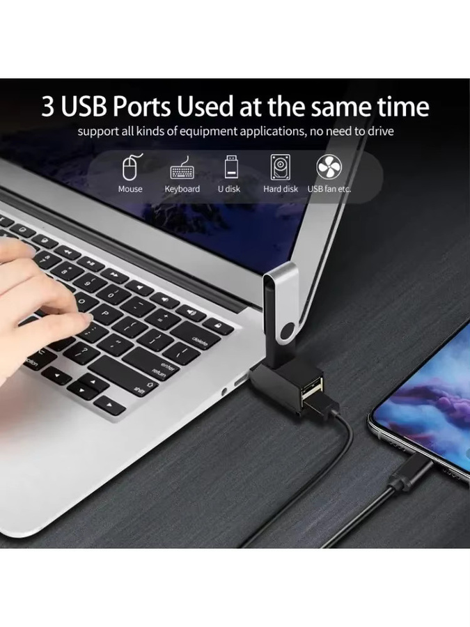 Ninth World USB 3.0 und 2.0 Hub Adapter 3-Port Inline Splitter in Schwarz für PC und Laptop - Bild 6