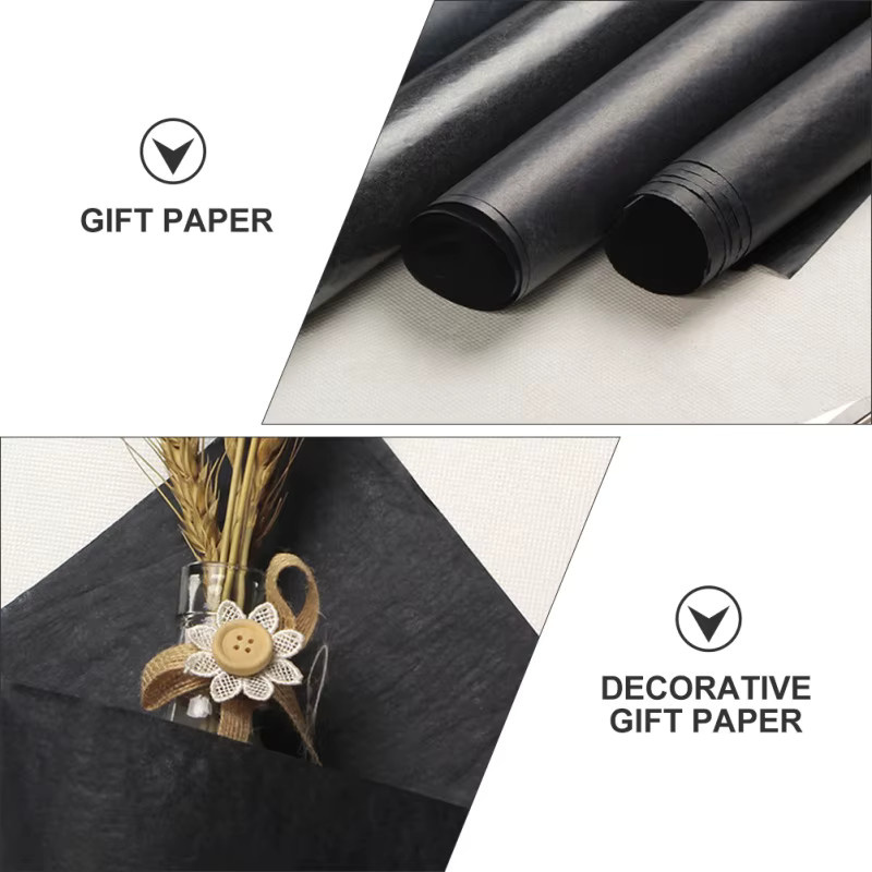 Dekorative Kraftpapierrolle in Schwarz für Bastelarbeiten und Blumenverpackungen, Breite: 38 cm - Bild 5