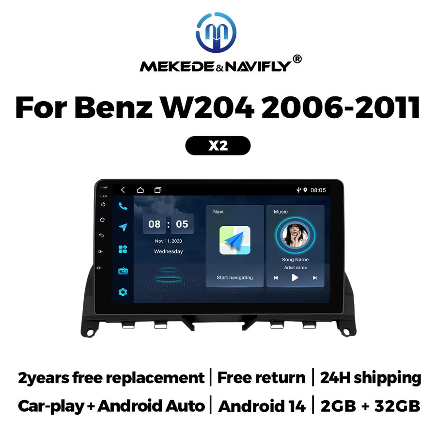 NAVIFANS Drahtloses CarPlay und Android Multimedia-Navigationssystem für Mercedes Benz C-Klasse W204 S204 (2007-2014), Schwarz - Bild 2