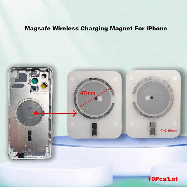 10 Stück iRepair-You Magnetische Metallringe für kabelloses Laden in Silber, kompatibel mit iPhone 17 Pro Air 12 13 Mini 14 15 Plus 16 Pro Max Rückgehäuse - Bild 1