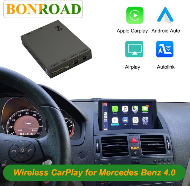 Bonroad Wireless Carplay und Android Auto Interface für Mercedes Benz C-Klasse W204 NTG 4.0 4.5 5.0 Systemmodul in Schwarz - Bild 1