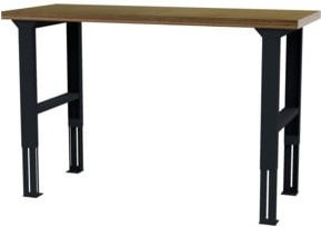 STIER Höhenverstellbarer Werktisch aus Stahl und Holz in Braun, B/T/H: 150 x 60 x 76-106 cm - Bild 1