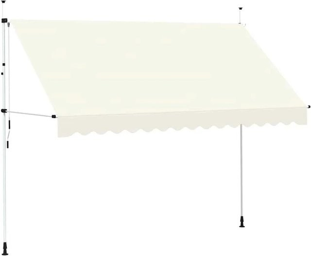 vidaXL Einziehbare Markise Handbetrieben Cremeweiß B/T/H: 350 x 120 x 250 cm - Bild 1