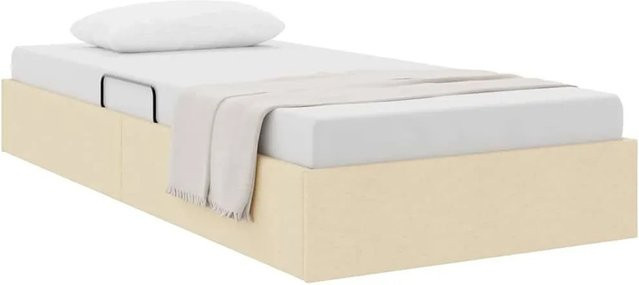vidaXL Aufbewahrungsbett mit Kopfteil in Creme und Beige aus Stoff und Metall, B/T/H: 90 x 200 x 140 cm - Bild 1