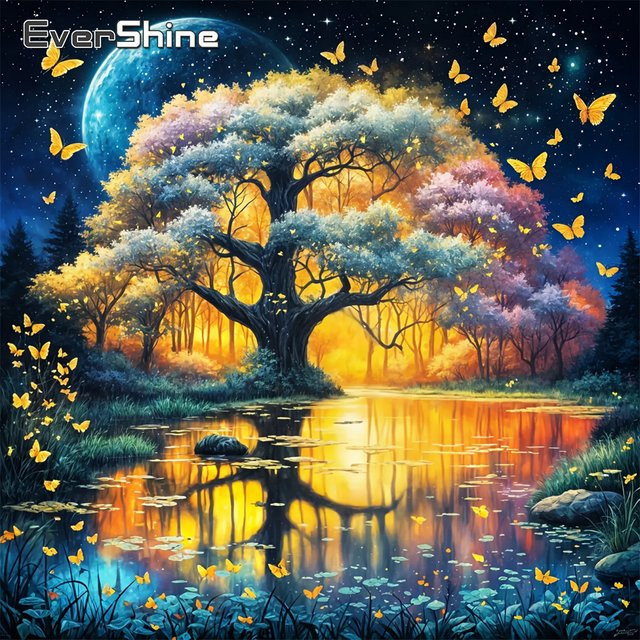 Evershine 5D-Diamant-Mosaik Baumlandschaft, Diamant-Gemälde, Bastelset - Bild 1