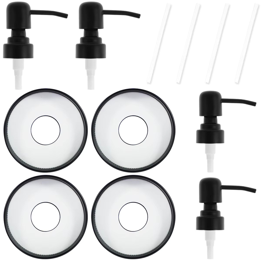 Willstar 4er-Set Edelstahl Pumpspender-Deckel für Einmachgläser aus 304 Edelstahl in Silber und Schwarz - Bild 2