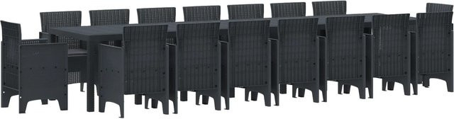 vidaXL 17-teiliges Garten-Essset aus Poly-Rattan mit Kissen in Anthrazit - Bild 1