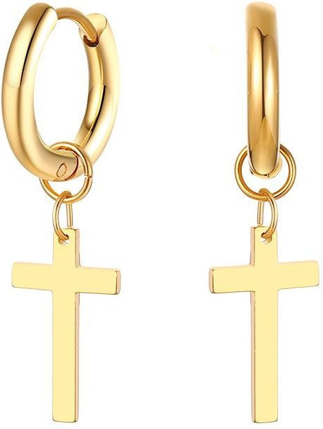 Lucky Star Jewelry Ohrring mit Kreuzanhänger, Edelstahl, Zirkonia, Herren - Bild 1