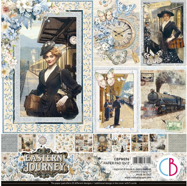 Ciao Bella Scrapbook-Papier Eastern Journey in Beige, Grau und Blau - Bild 1