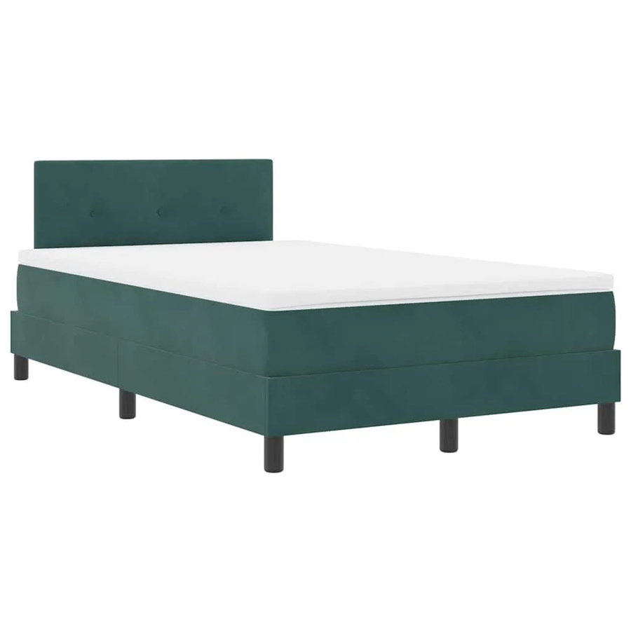 vidaXL LED Boxspringbett mit Matratze Dunkelgrün Samt B/T: 120 x 190 cm - Bild 2