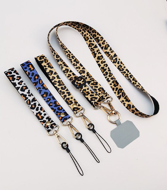 SZBRYTMAX Handy-Lanyard mit Leopardenmuster in Gelb und Multicolour, verstellbare Umhängekette mit Clip als Anti-Verlust-Schlinge für dein Smartphone - Bild 1