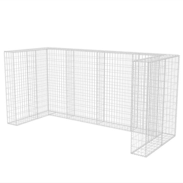 vidaXL Gabionen-Mülltonnenverkleidung aus Stahl in Silber, B/T/H: 250 x 100 x 120 cm - Bild 1