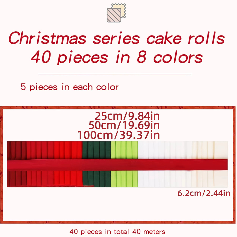 40 Stück WENYUYA Weihnachts-Geleirollen aus Baumwolle in Multicolour, vorgeschnittene Stoffstreifen für DIY-Nähprojekte - Bild 2