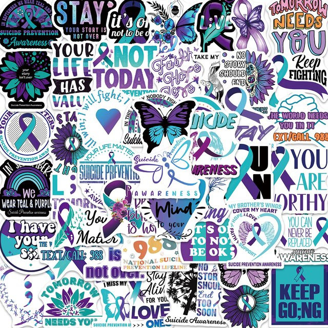 Wasserfeste Suicide Awareness Graffiti Aufkleber Set in Multicolour für DIY Dekoration von Gitarren, Notizbüchern und Gepäck - Bild 1