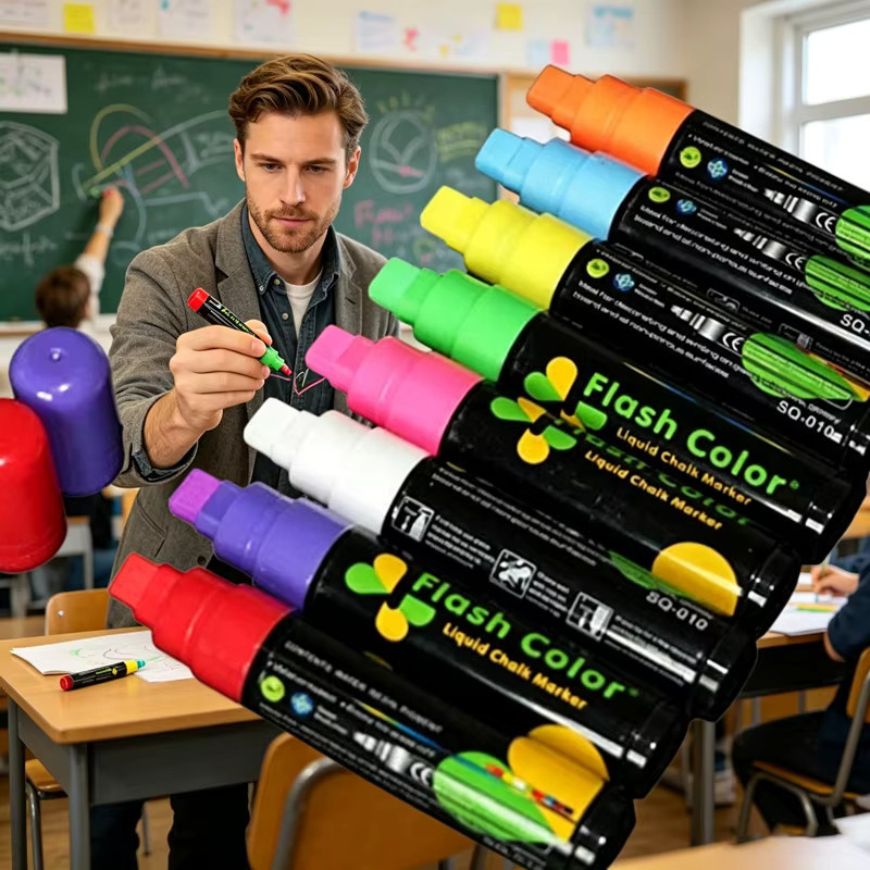 Kissbuty LED Fluoreszierende Textmarker in Mehrfarben, abwischbare Kreidemarker mit Mehrfachspitzen für LED-Schreibtafeln und Graffiti-Malerei - Bild 2